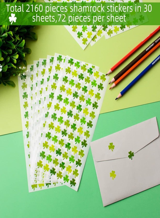MixTeach Green Shamrock Stickers, 2160 Pcs, Paper, Self-Adhesive, for St. Patrick's Day Decor, Party Favor Supplies, Kid, Single Use, Not Water Resistant, 30 Sheets - Image 4